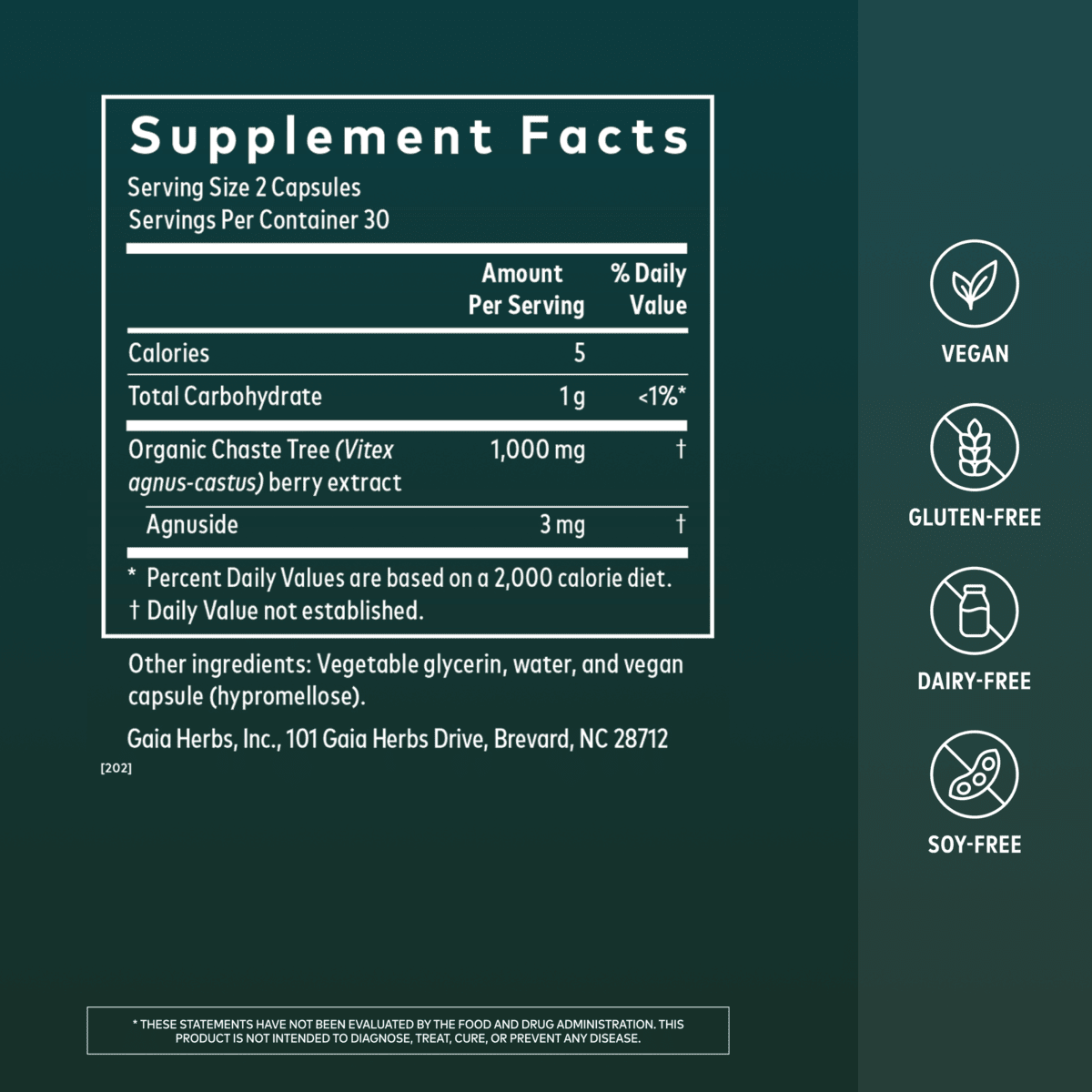 Vitex Berry 60 Count Supplement Facts