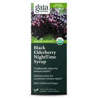 Gaia Herbs Black Elderberry NightTime Syrup carton front || 5.4 oz