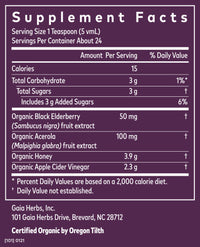 Gaia Herbs Black Elderberry Tonic Supplement Facts || 4 oz