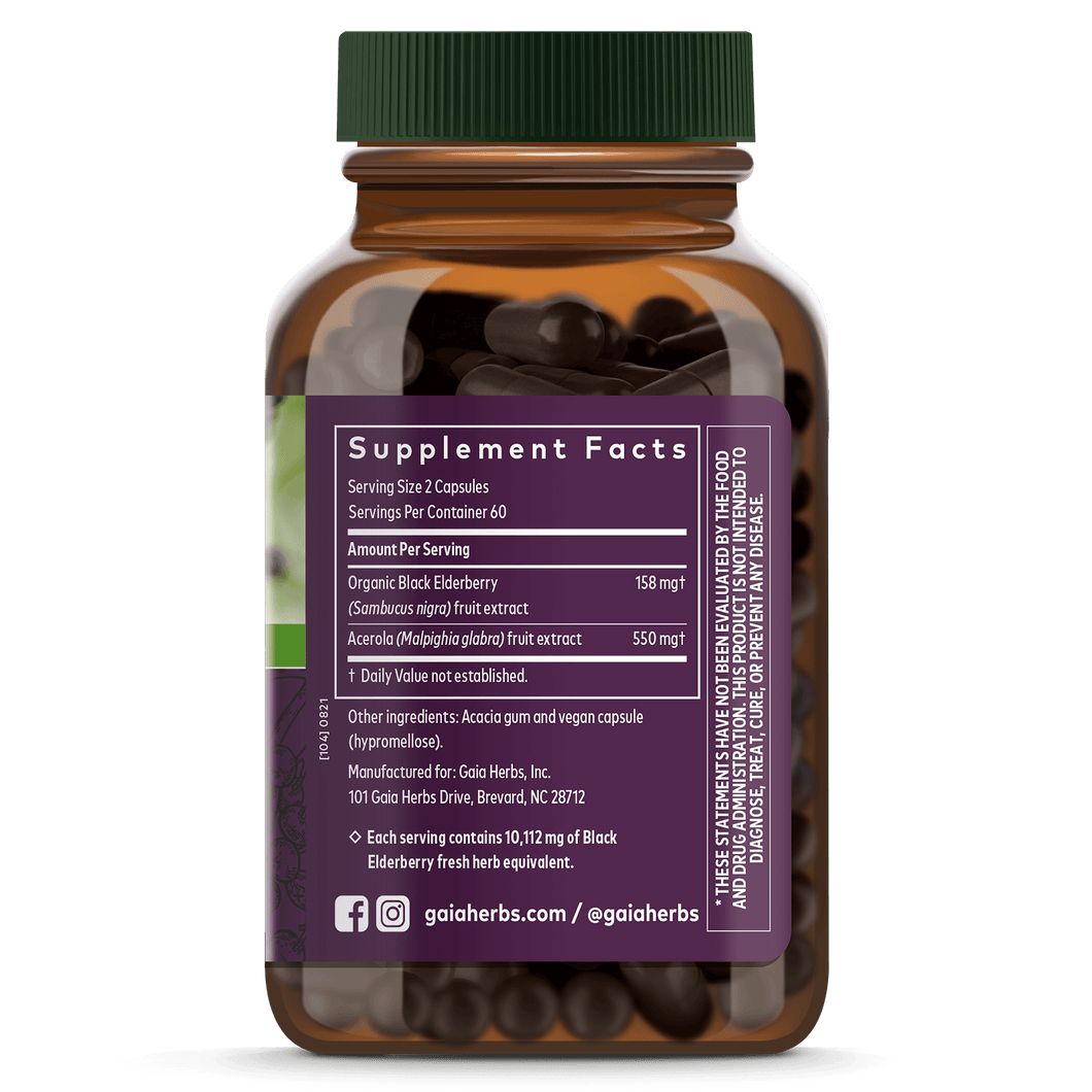 Organic Black Elderberry Pills Gaia Herbs Elderberry Capsules
