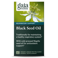 Gaia Herbs Black Seed Oil capsules for Respiratory Support carton front || 60 ct