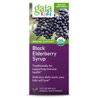 Gaia Herbs GaiaKids Black Elderberry Syrup carton front || 3 oz