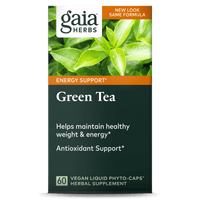 Gaia Herbs Green Tea capsules carton front || 60 ct