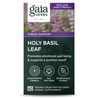 Gaia Herbs Holy Basil Leaf carton front || 60 ct