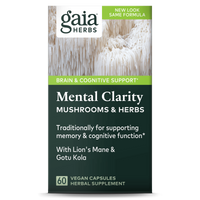 Gaia Herbs Mental Clarity Mushrooms & Herbs carton front || 60 ct