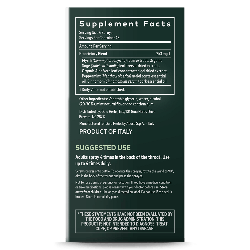 Sage Throat Spray for Immune Support Maintain Throat Health Gaia Herbs®